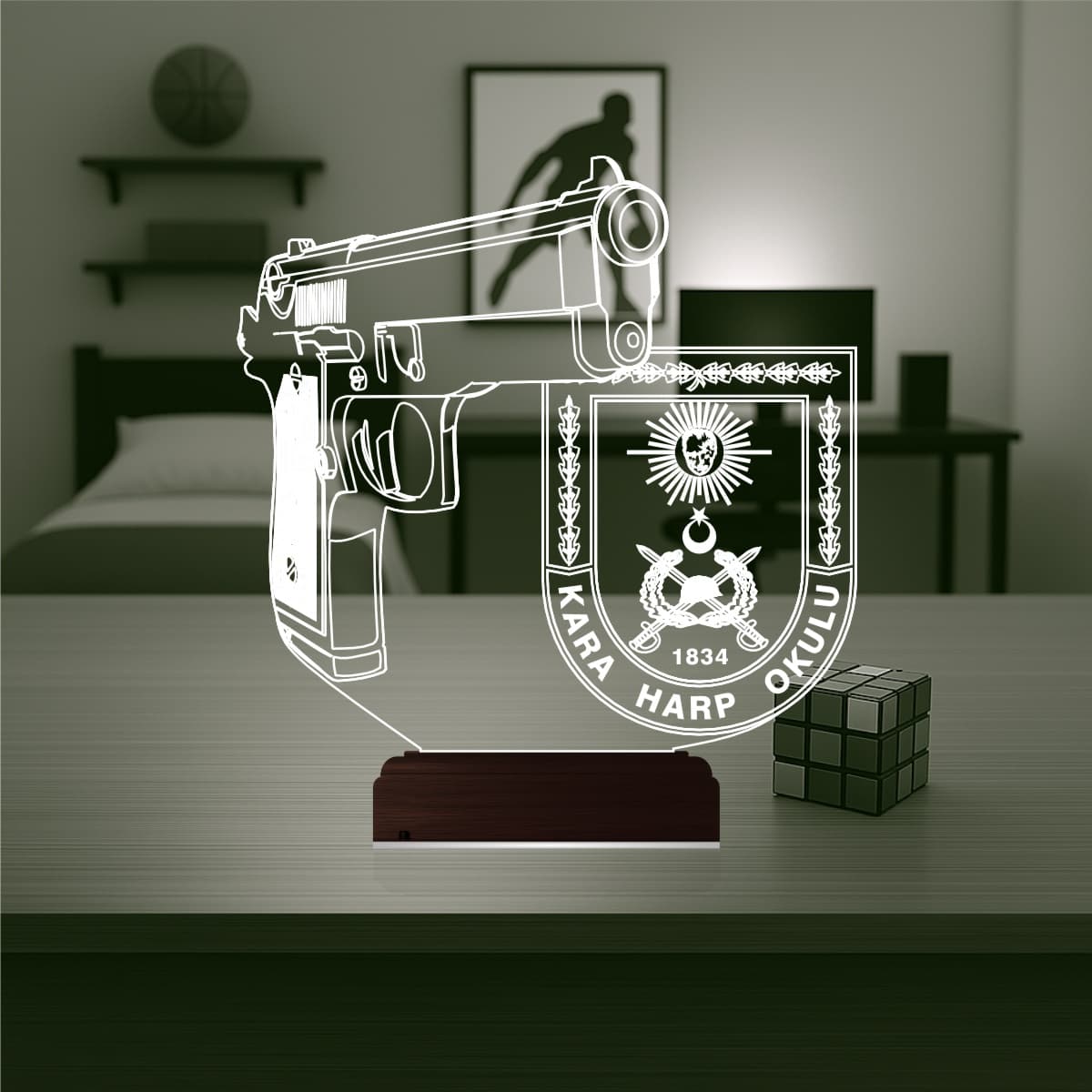 Пистолет Kara Harp Okulu — 3D LED Ночник | Подарок военному 1