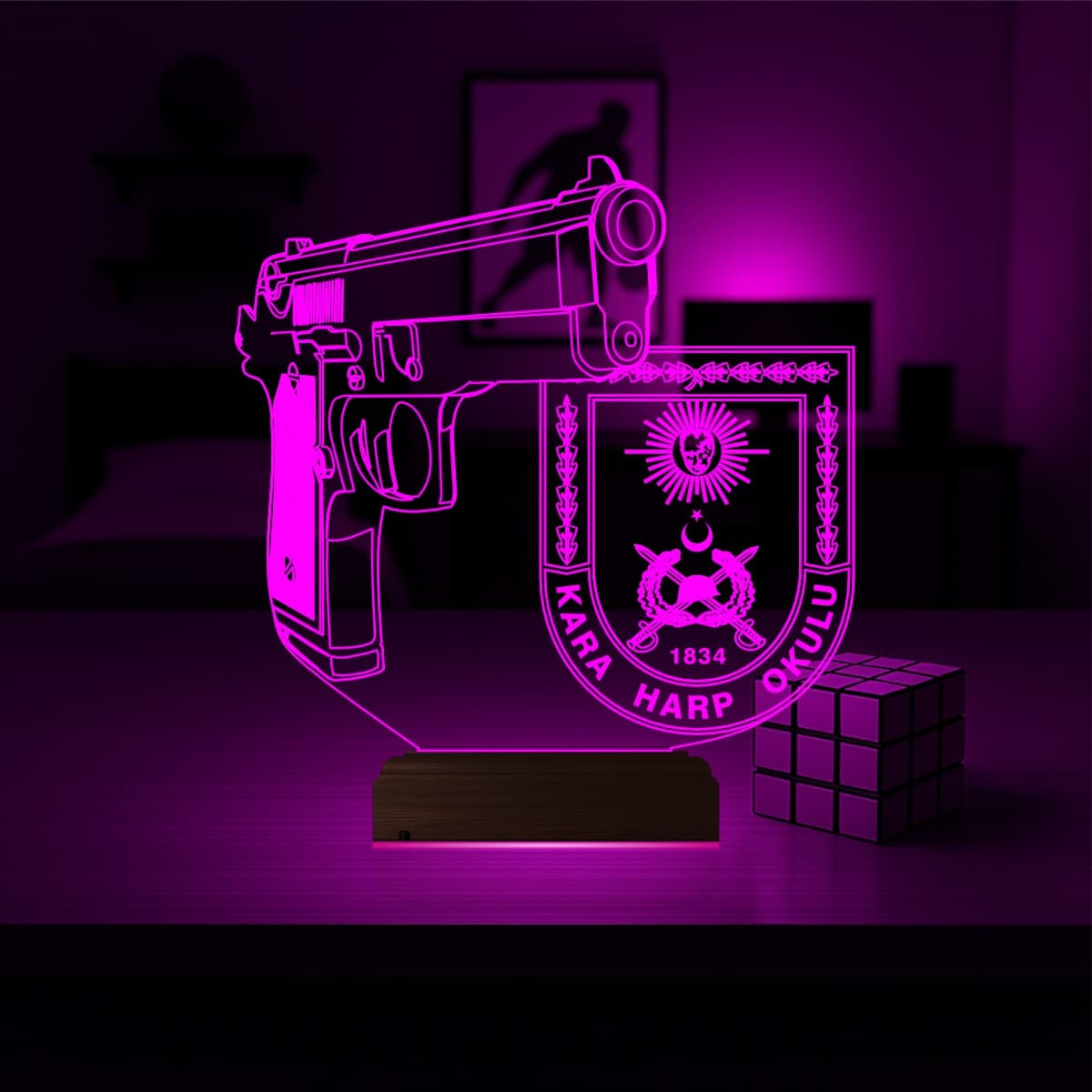 Пистолет Kara Harp Okulu — 3D LED Ночник | Подарок военному 4
