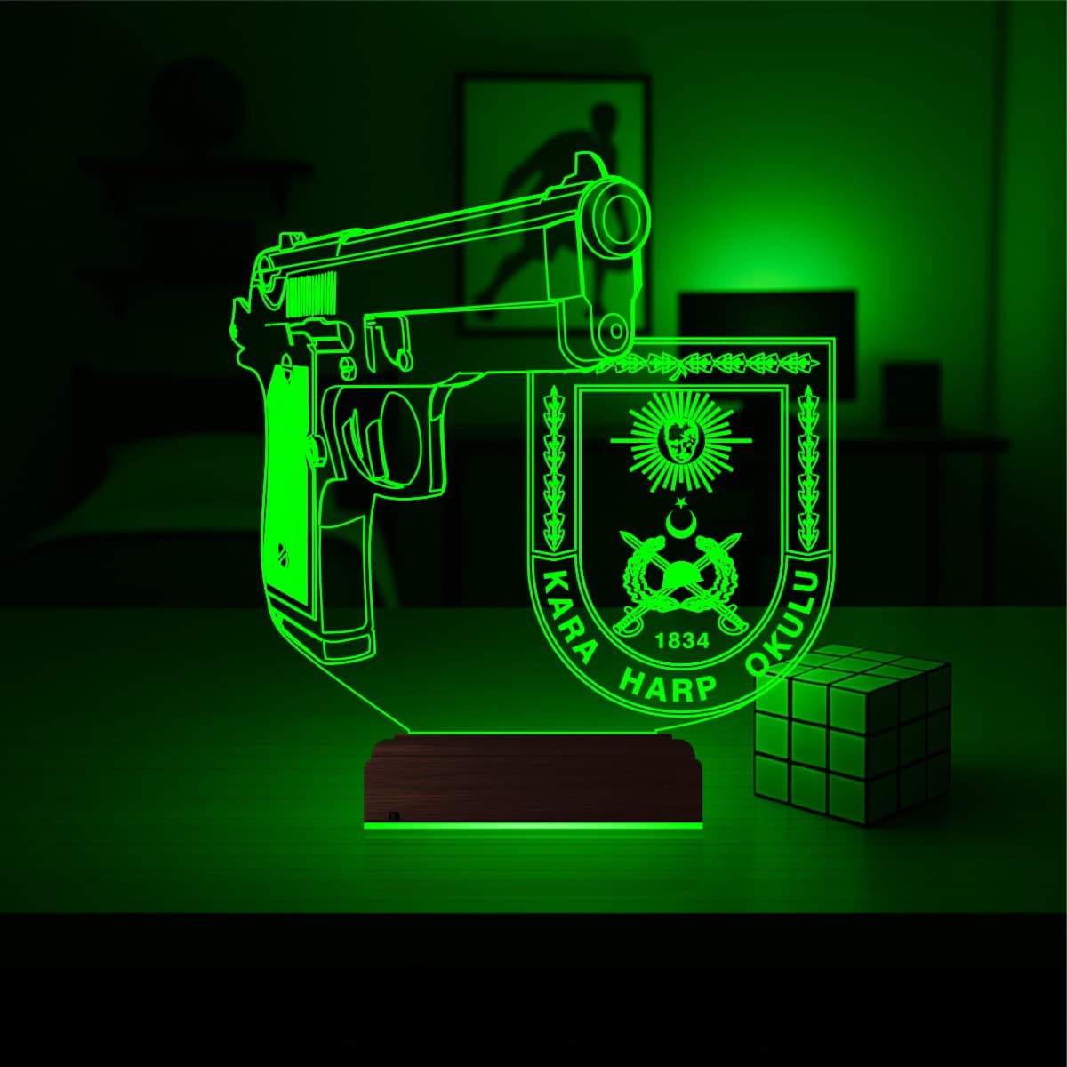 Пистолет Kara Harp Okulu — 3D LED Ночник | Подарок военному 5