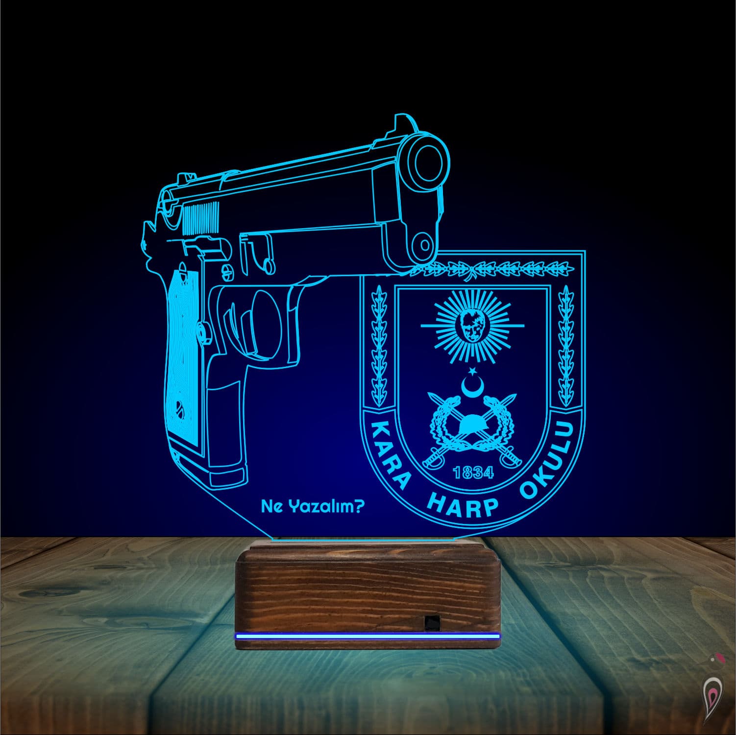 Пистолет Kara Harp Okulu — 3D LED Ночник | Подарок военному 10