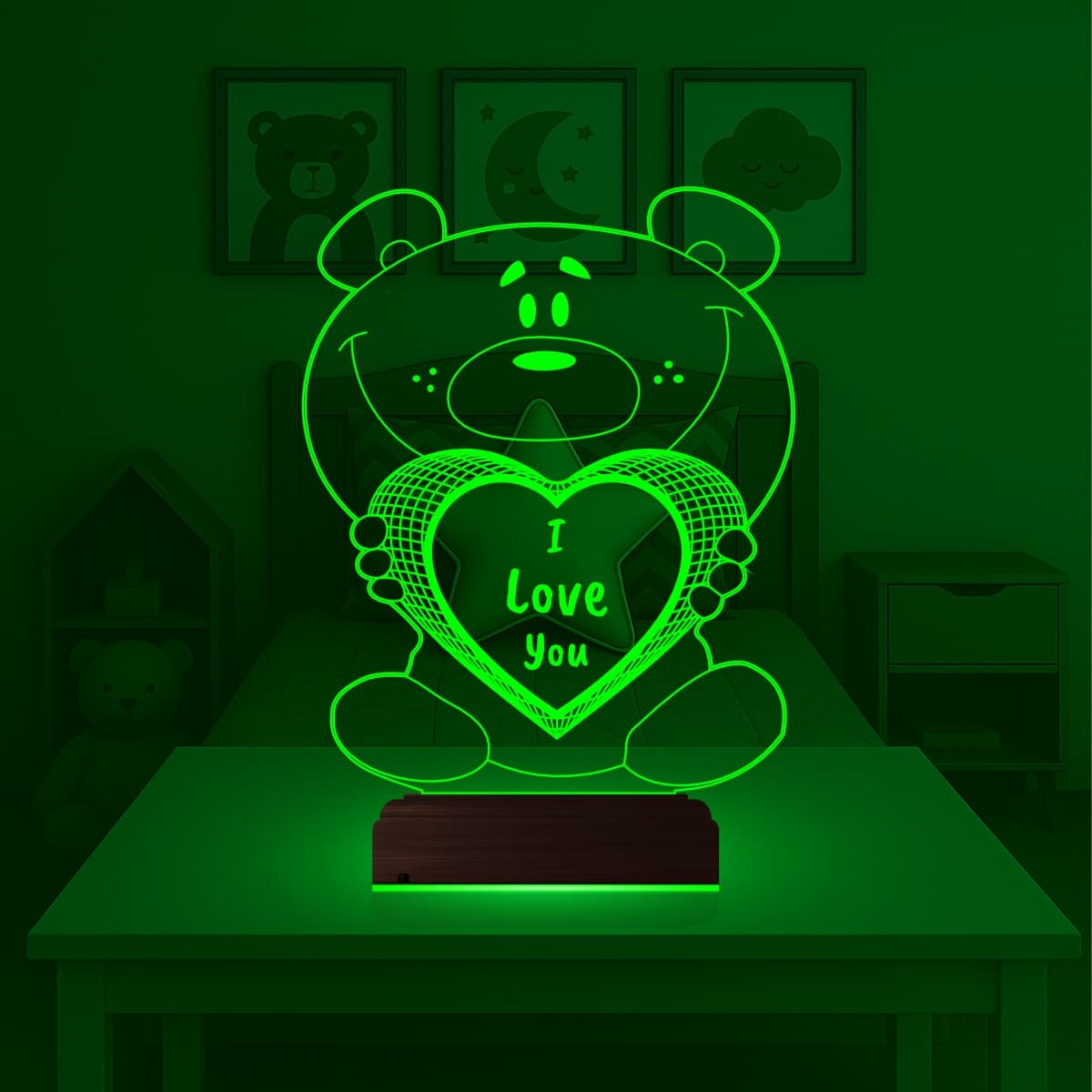 Мишка с сердцем «I Love You» — 3D LED Ночник | Подарок любимым 5
