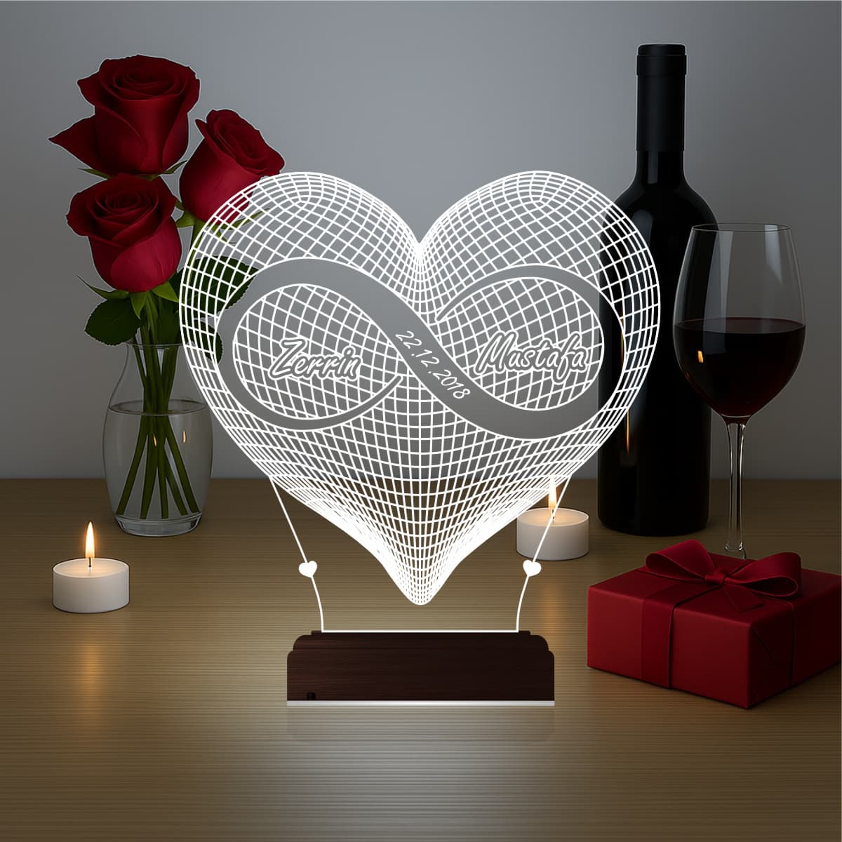 Сердце бесконечность — 3D LED Ночник | Подарок на годовщину 4