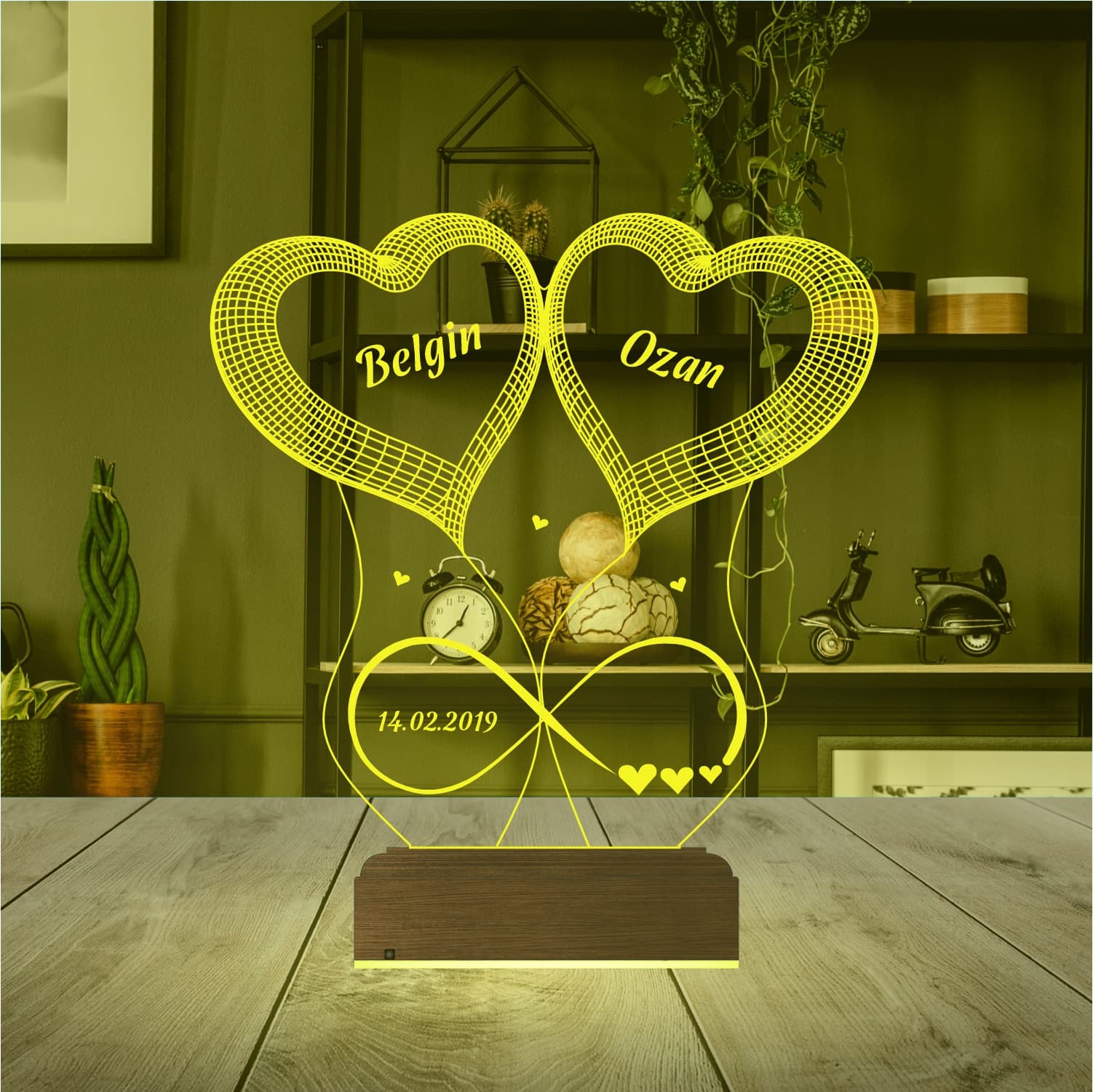 Сердца и бесконечность — 3D LED Ночник | Романтический подарок 7