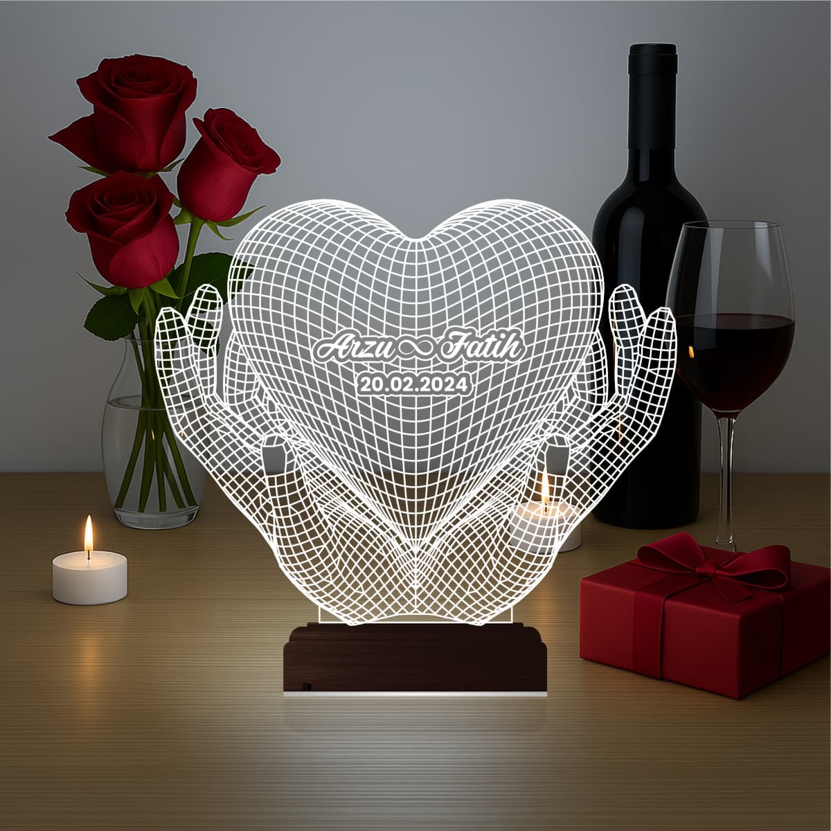Сердце в руках — 3D LED Ночник | Подарок на годовщину 4