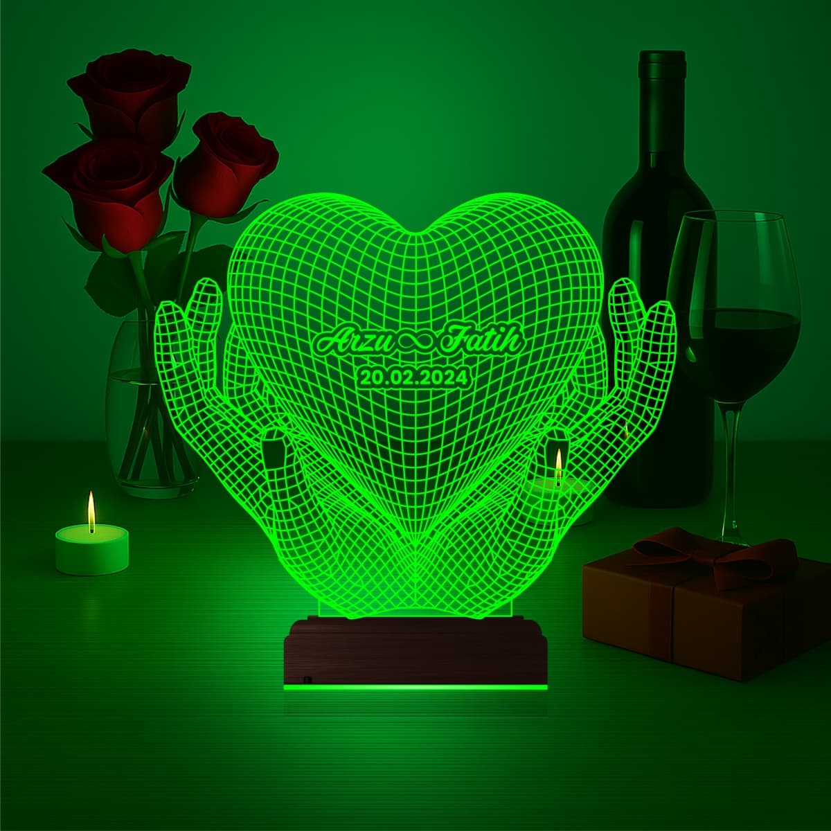 Сердце в руках — 3D LED Ночник | Подарок на годовщину 5