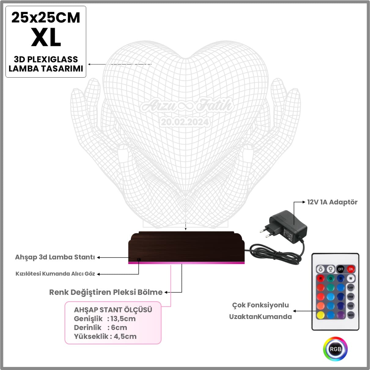 Сердце в руках — 3D LED Ночник | Подарок на годовщину 8