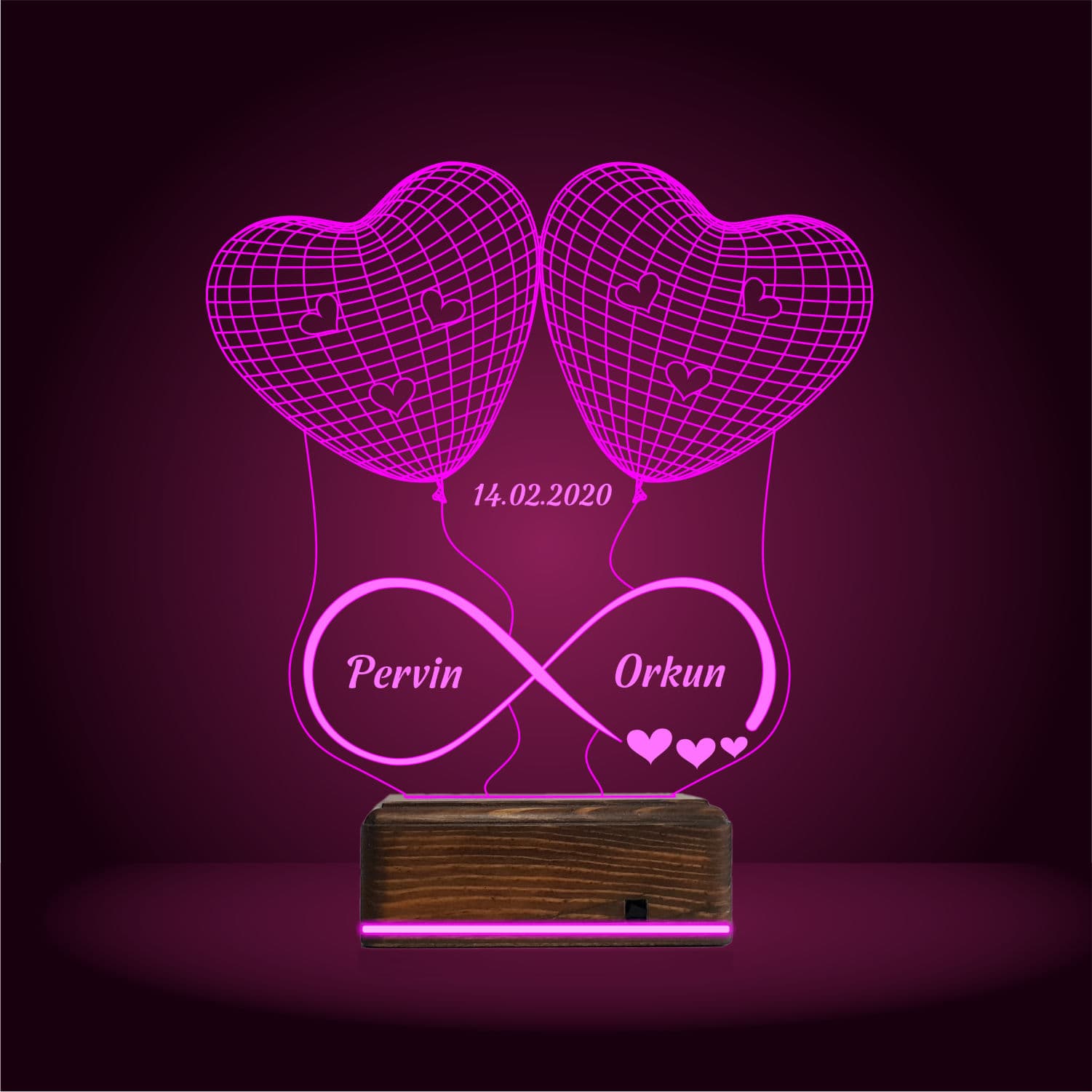 Сердца и Бесконечность — 3D LED Ночник | Подарок влюбленным 10
