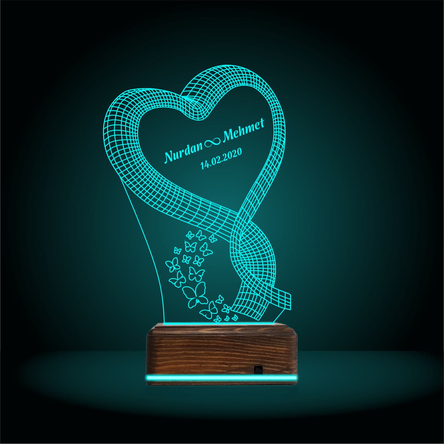 Сердце с именами — 3D LED Ночник | Подарок влюбленным 9
