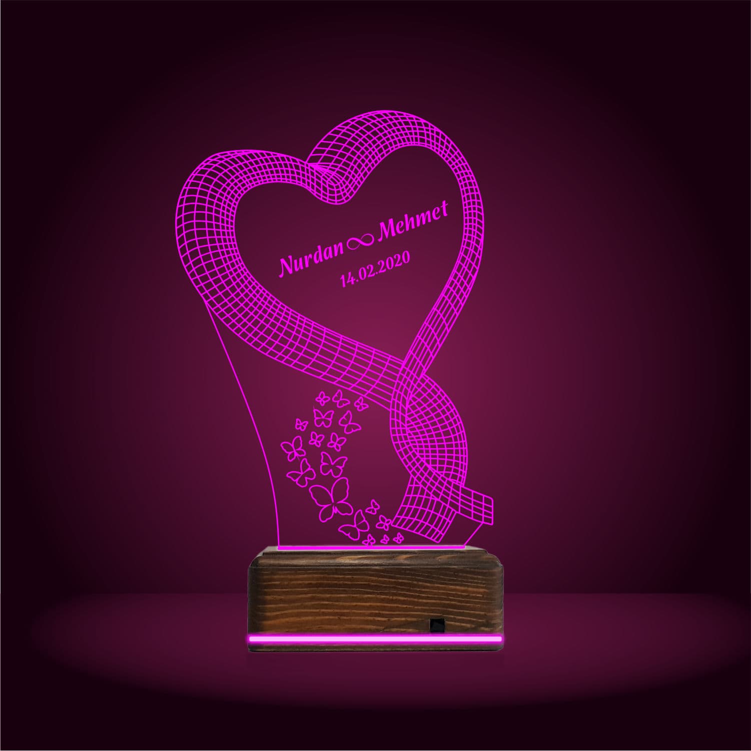 Сердце с именами — 3D LED Ночник | Подарок влюбленным 10