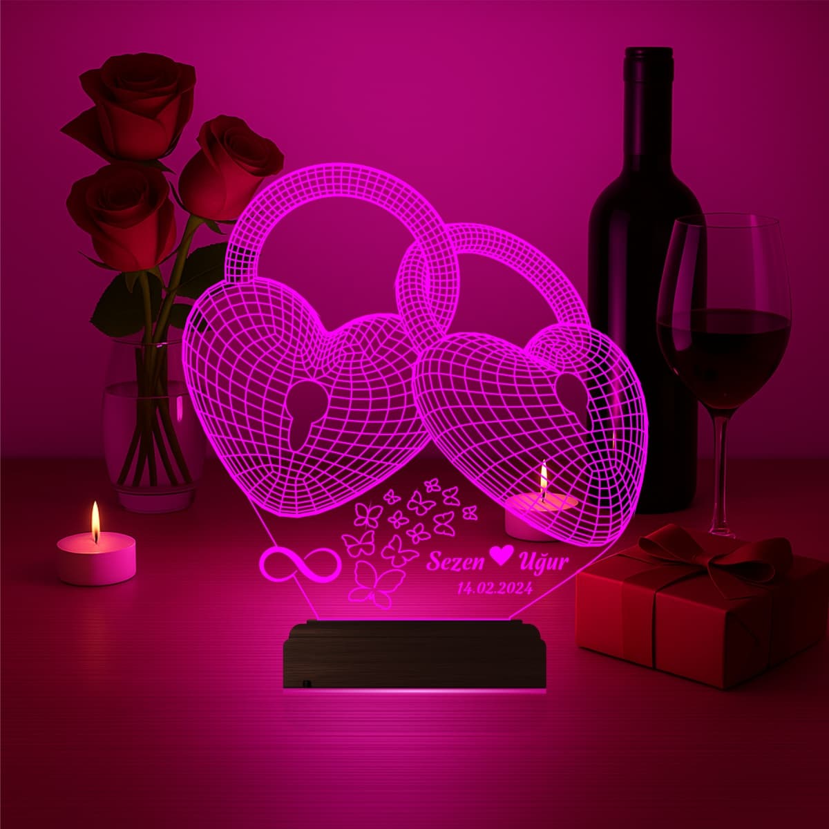Сердца-замки — 3D LED Ночник | Романтический подарок 3