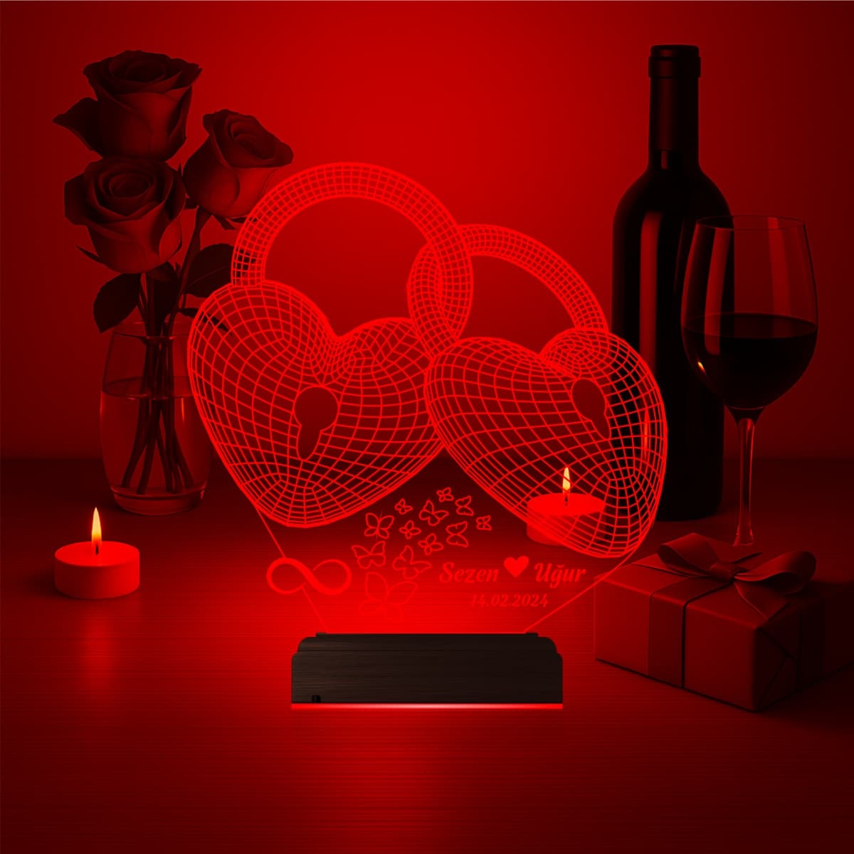 Сердца-замки — 3D LED Ночник | Романтический подарок 6