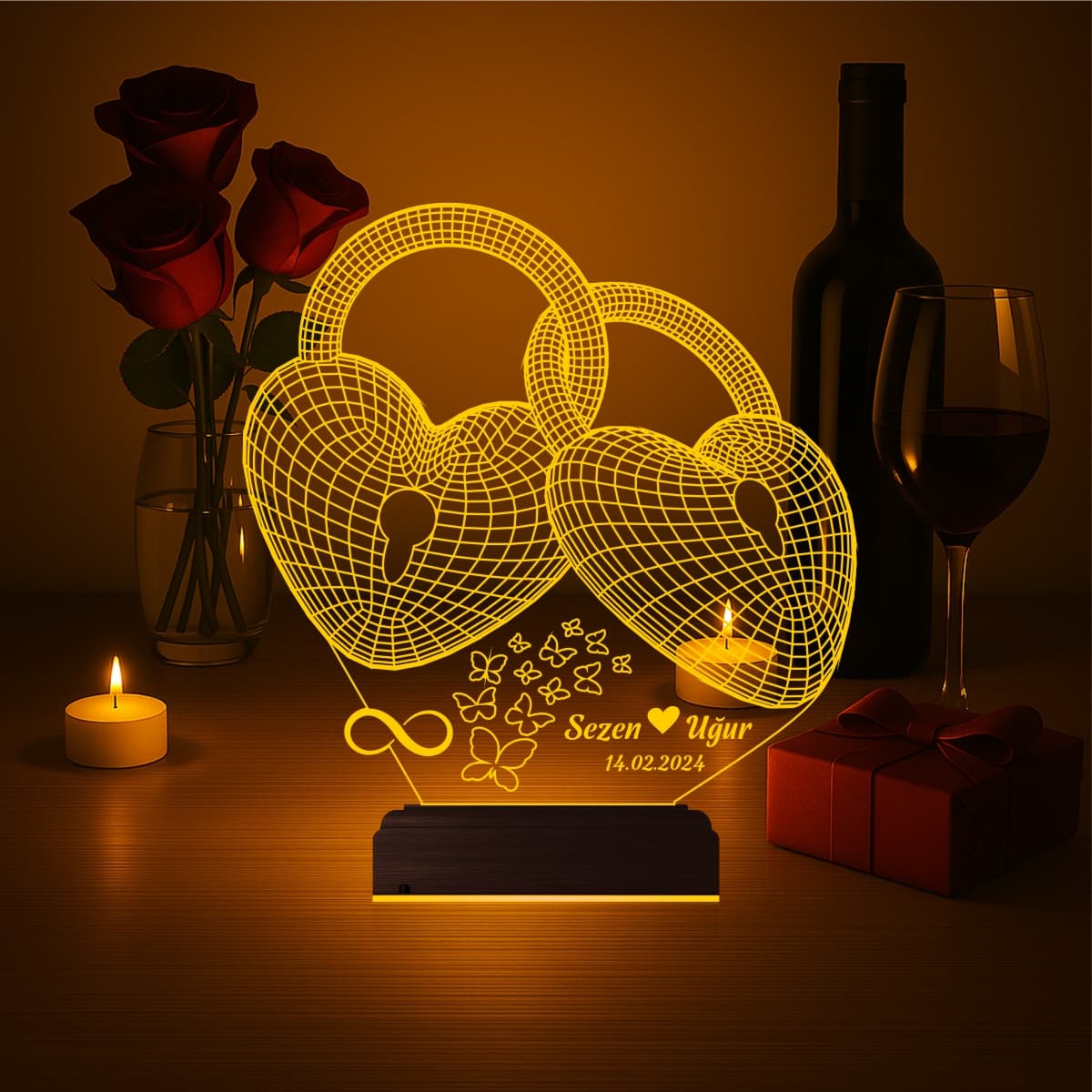 Сердца-замки — 3D LED Ночник | Романтический подарок 7