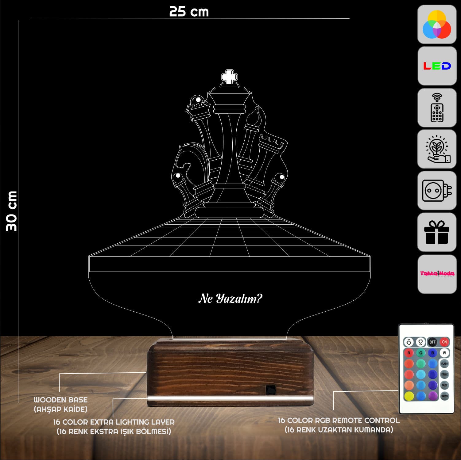 Шахматные фигуры — 3D LED Ночник | Именной подарок 2