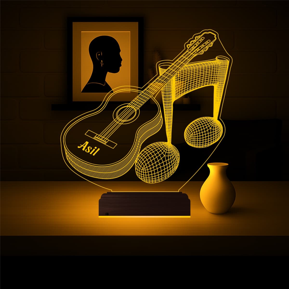 Гитара и Ноты — 3D LED Ночник | Подарок музыканту 3