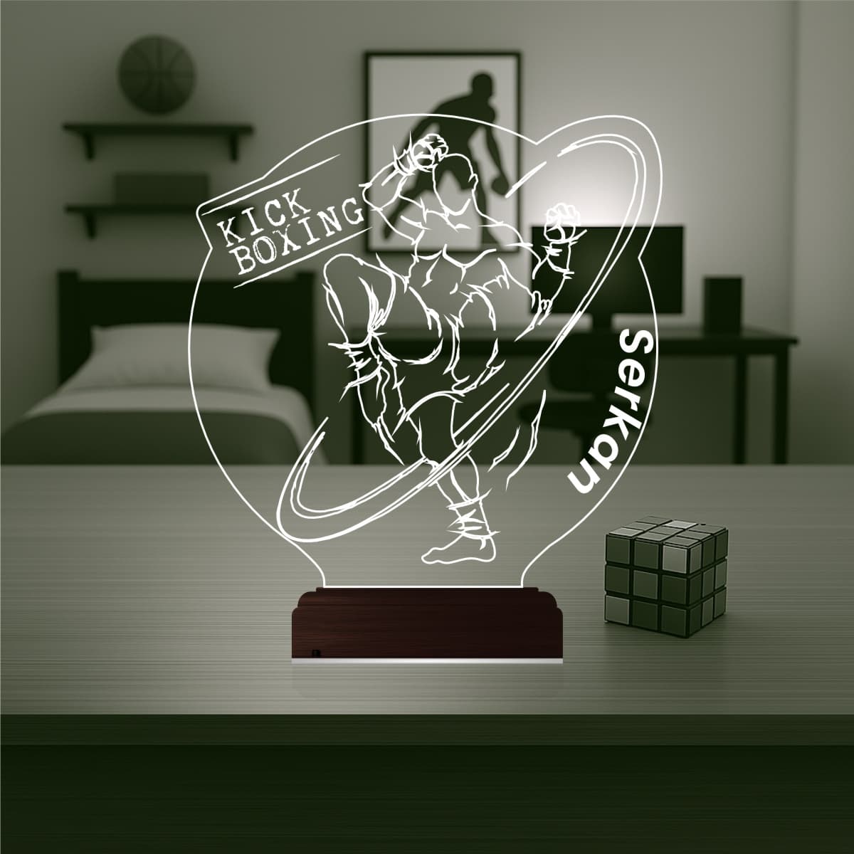 Кикбоксинг — 3D LED Ночник | Именной подарок спортсмену 1