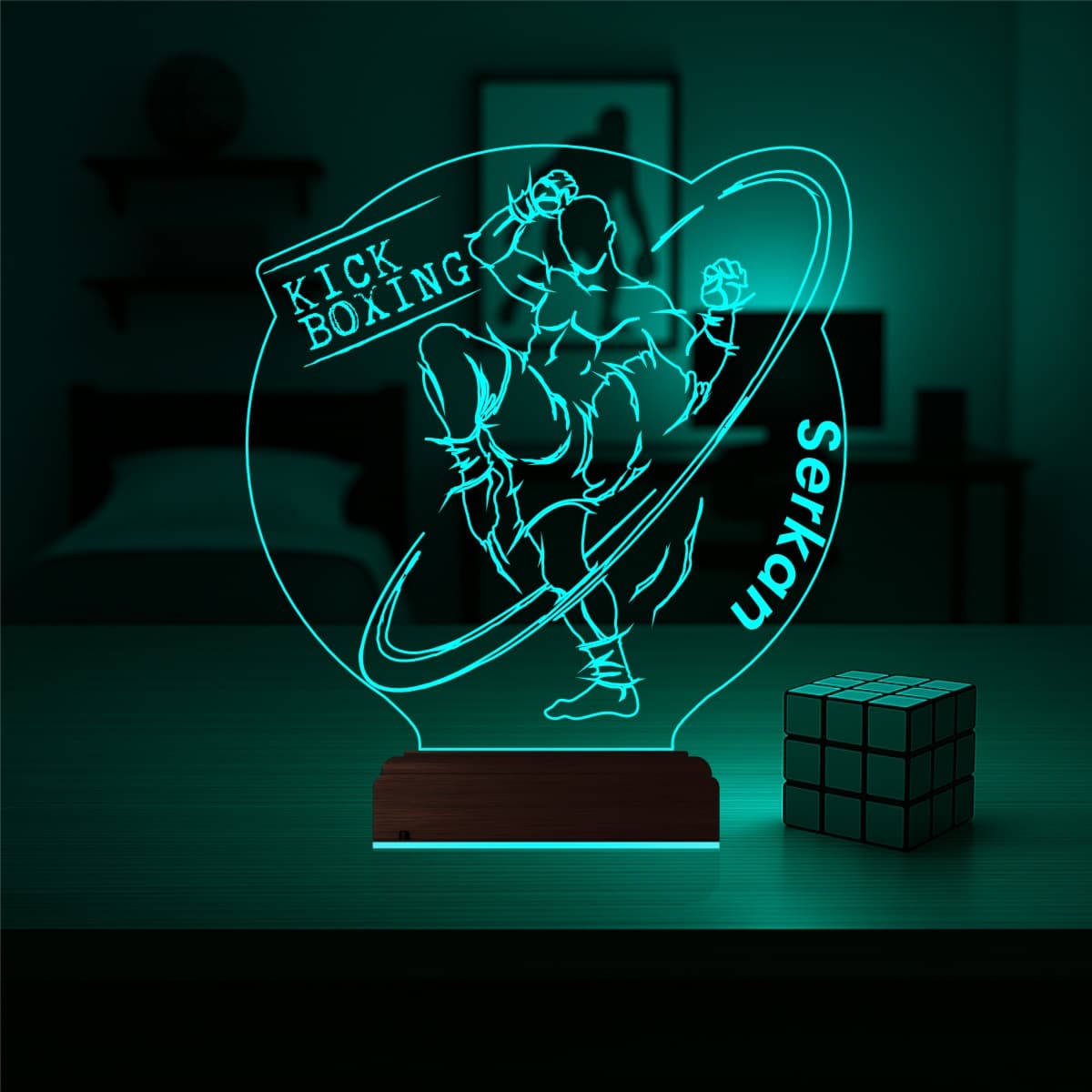 Кикбоксинг — 3D LED Ночник | Именной подарок спортсмену 3