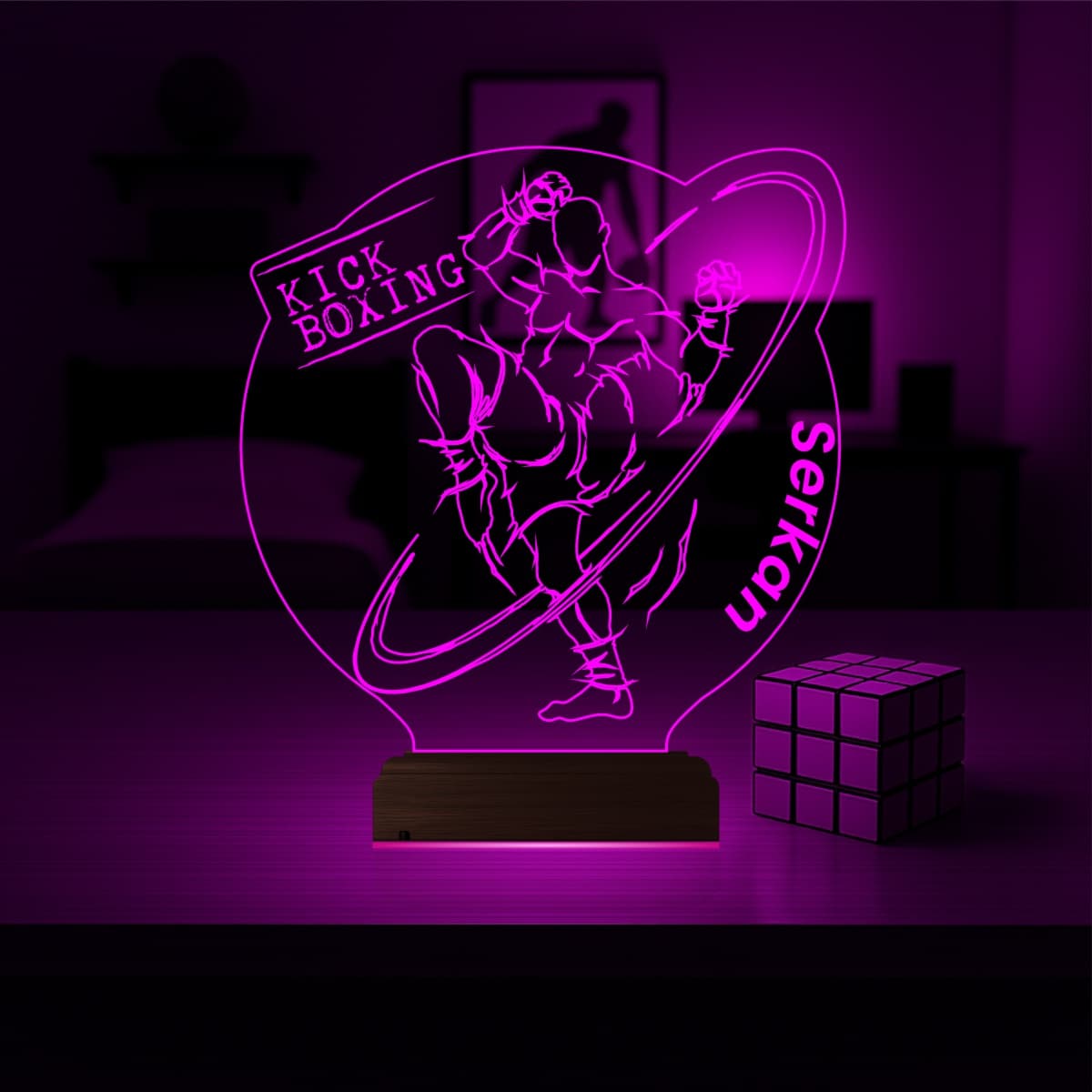 Кикбоксинг — 3D LED Ночник | Именной подарок спортсмену 4