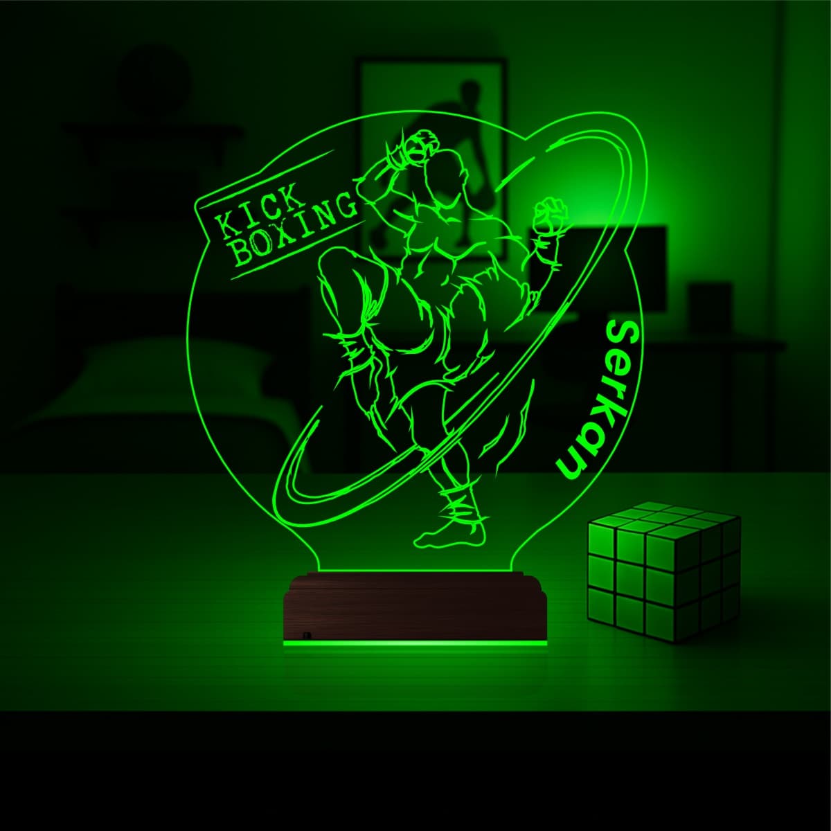 Кикбоксинг — 3D LED Ночник | Именной подарок спортсмену 5