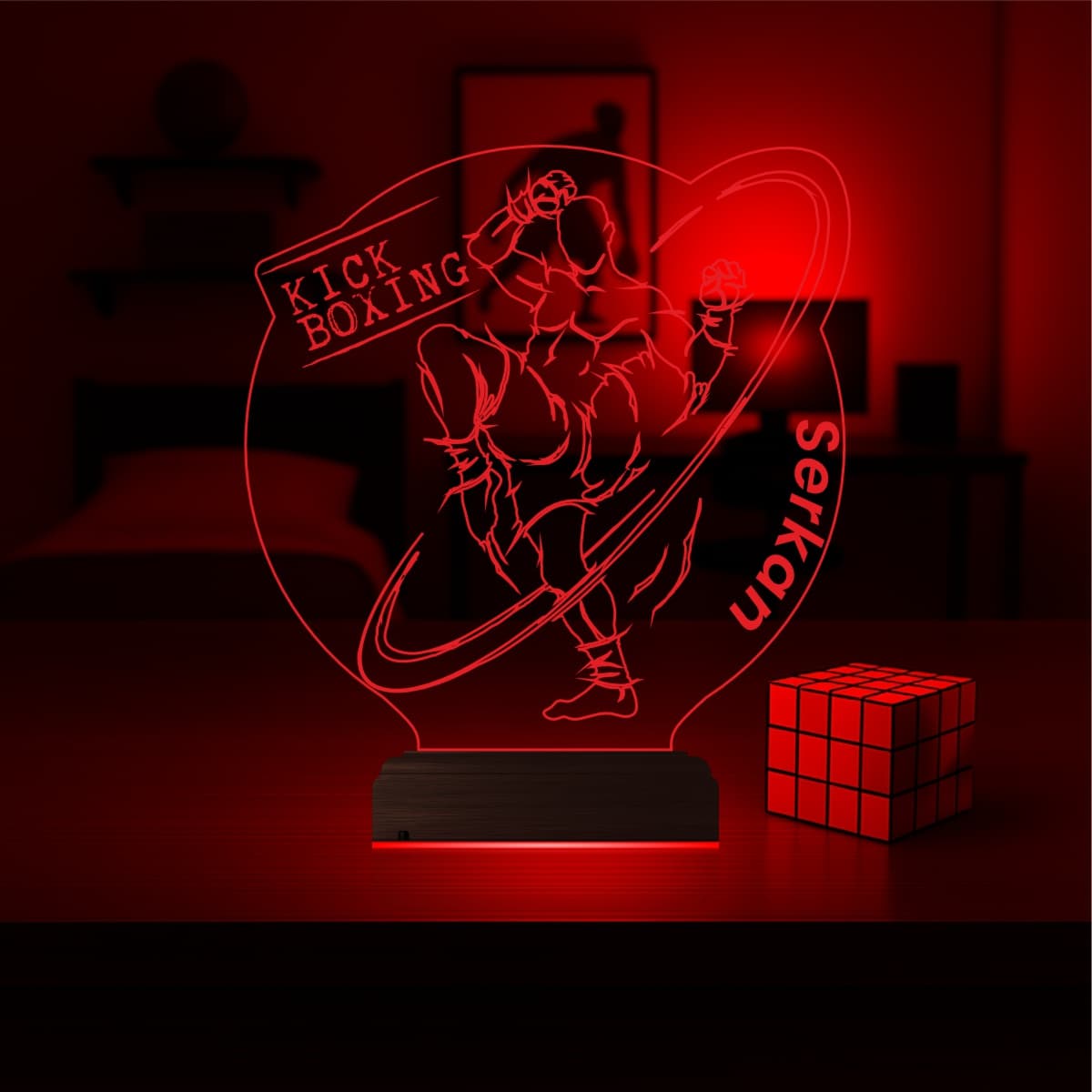 Кикбоксинг — 3D LED Ночник | Именной подарок спортсмену 6