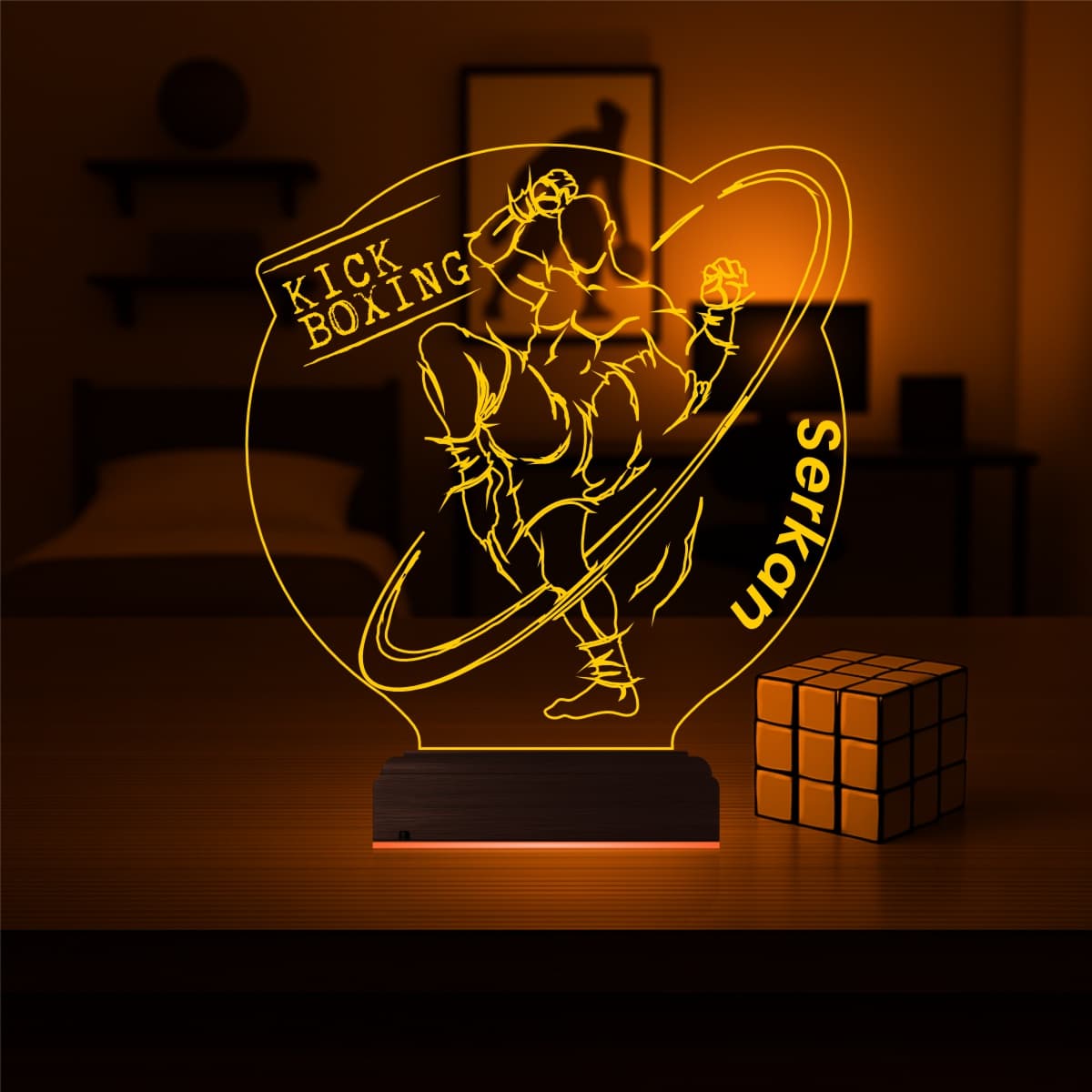 Кикбоксинг — 3D LED Ночник | Именной подарок спортсмену 7