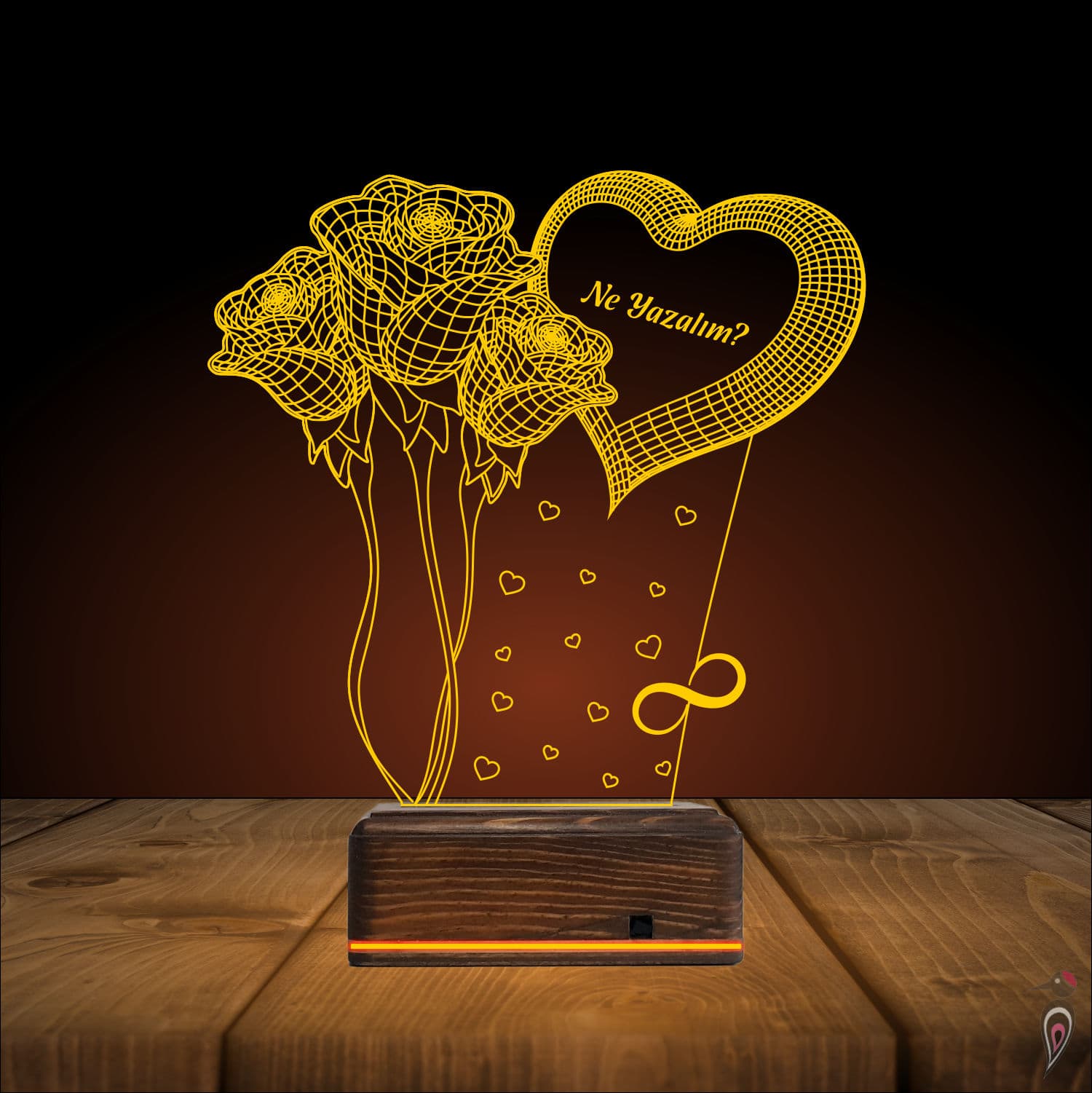 Сердце и Розы — 3D LED Ночник | Подарок на годовщину 9