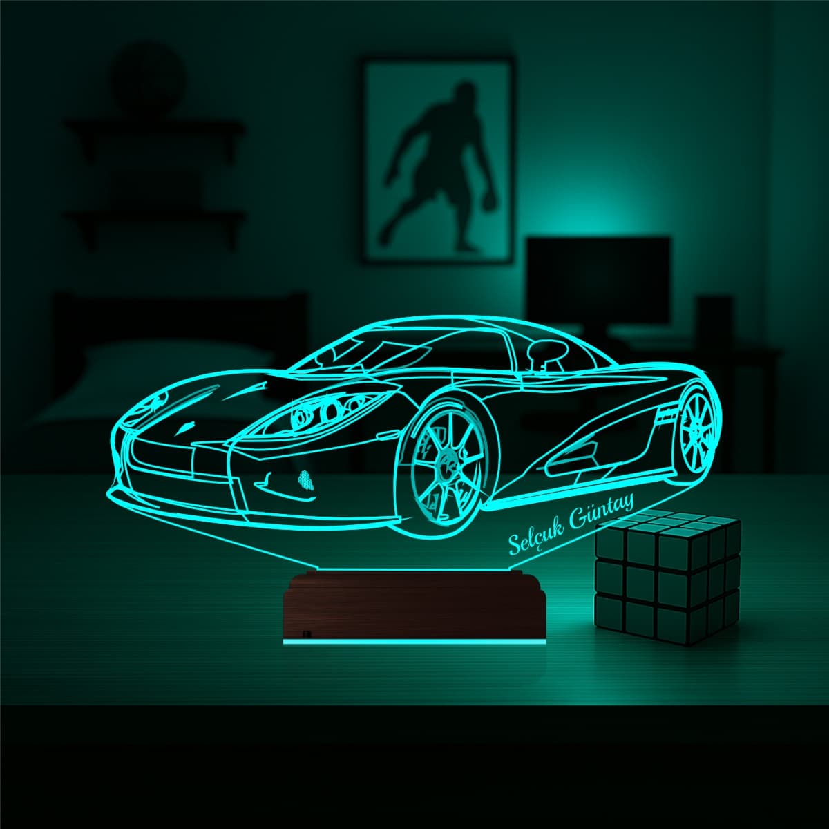 Спорткар — 3D LED Ночник с именем | Подарок мужчине 1