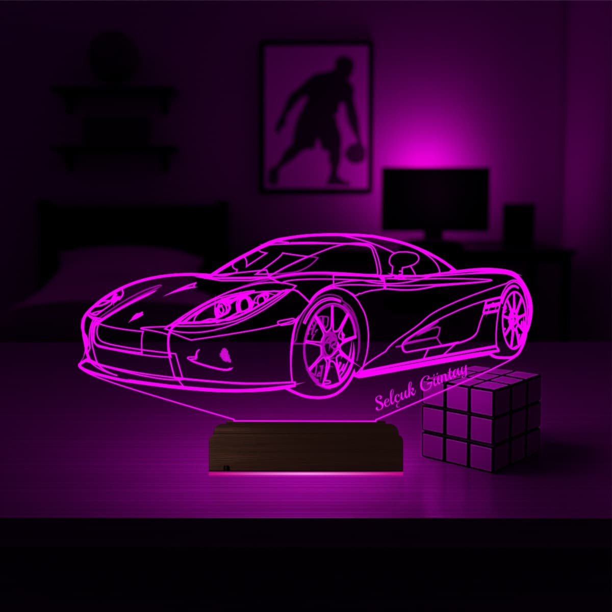 Спорткар — 3D LED Ночник с именем | Подарок мужчине 4