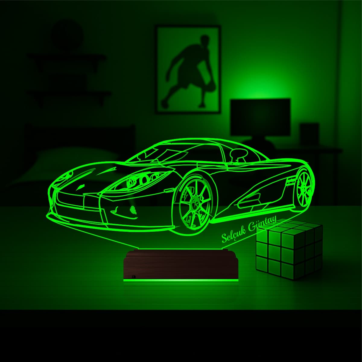 Спорткар — 3D LED Ночник с именем | Подарок мужчине 5