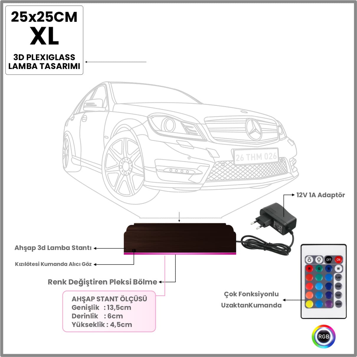 Mercedes-Benz — 3D LED Ночник | Подарок автолюбителю 8