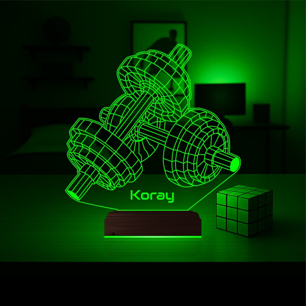 Гантели с именем — 3D LED Ночник | Подарок спортсмену 5