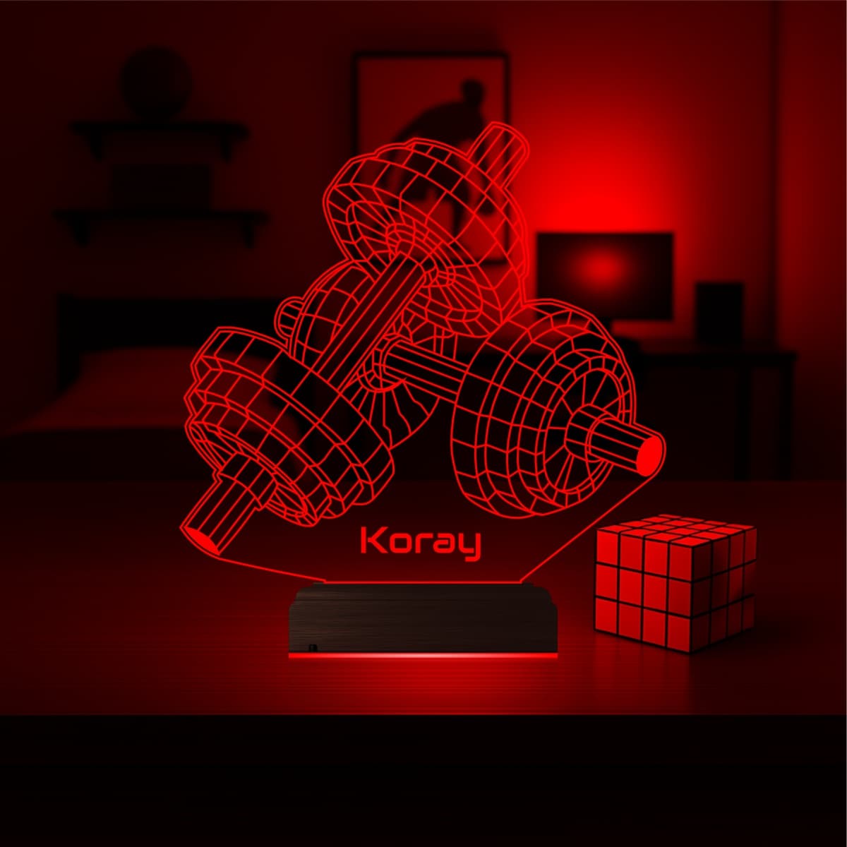 Гантели с именем — 3D LED Ночник | Подарок спортсмену 6