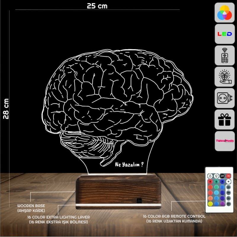 Мозг — 3D LED Ночник | Подарок психологу или врачу 2