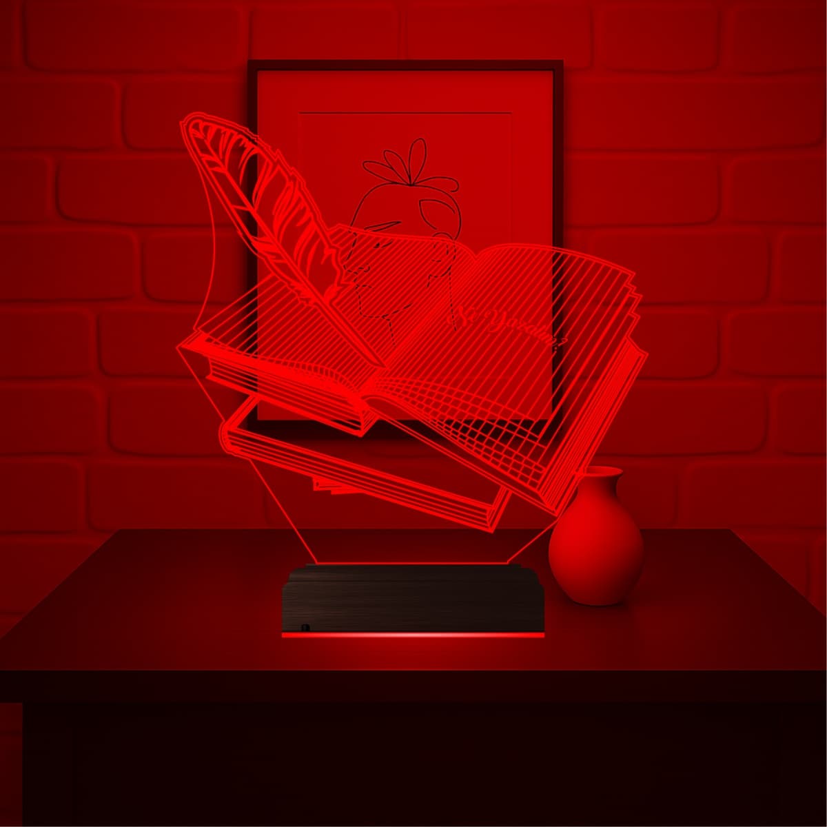 Книги и Перо — 3D LED Ночник | Подарок учителю или писателю 1
