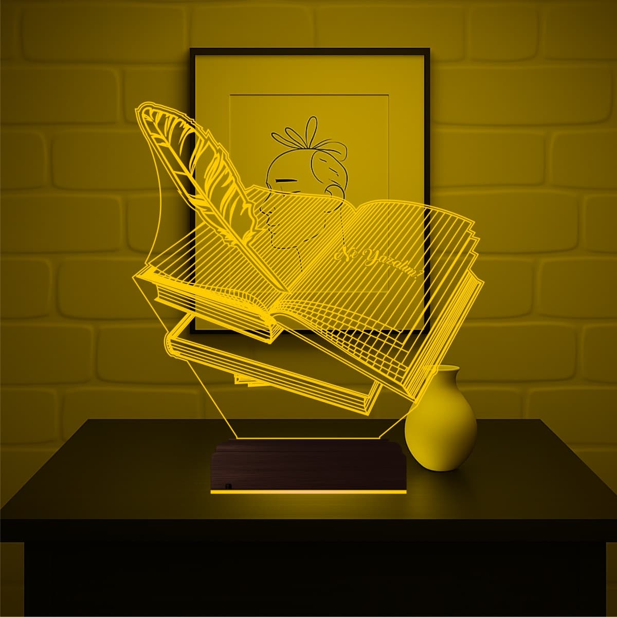 Книги и Перо — 3D LED Ночник | Подарок учителю или писателю 3
