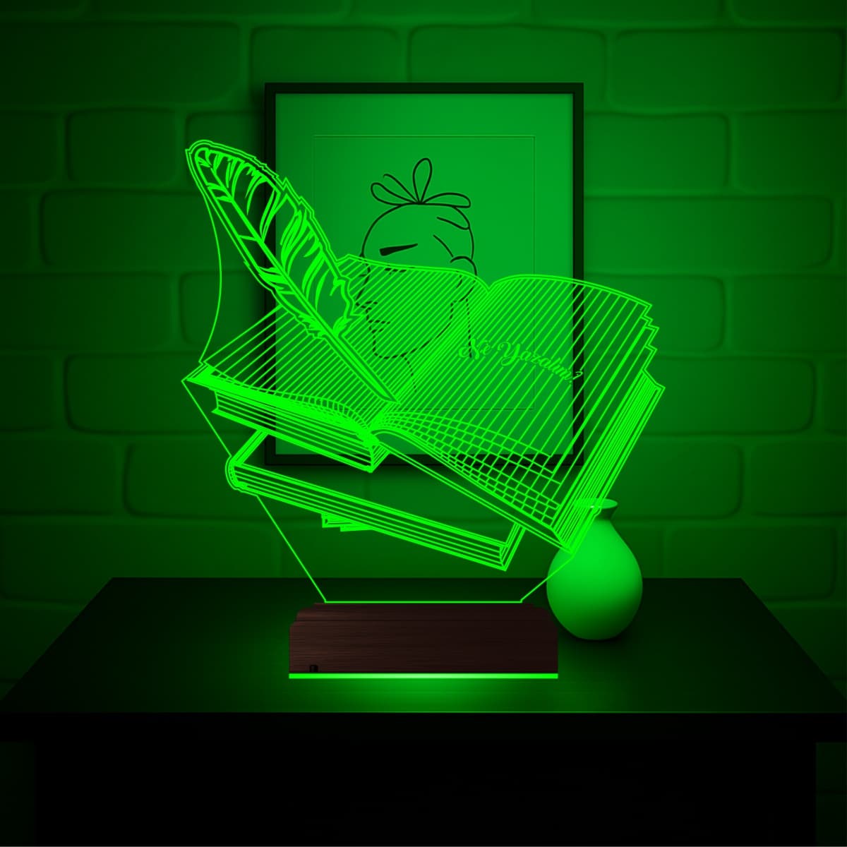 Книги и Перо — 3D LED Ночник | Подарок учителю или писателю 5