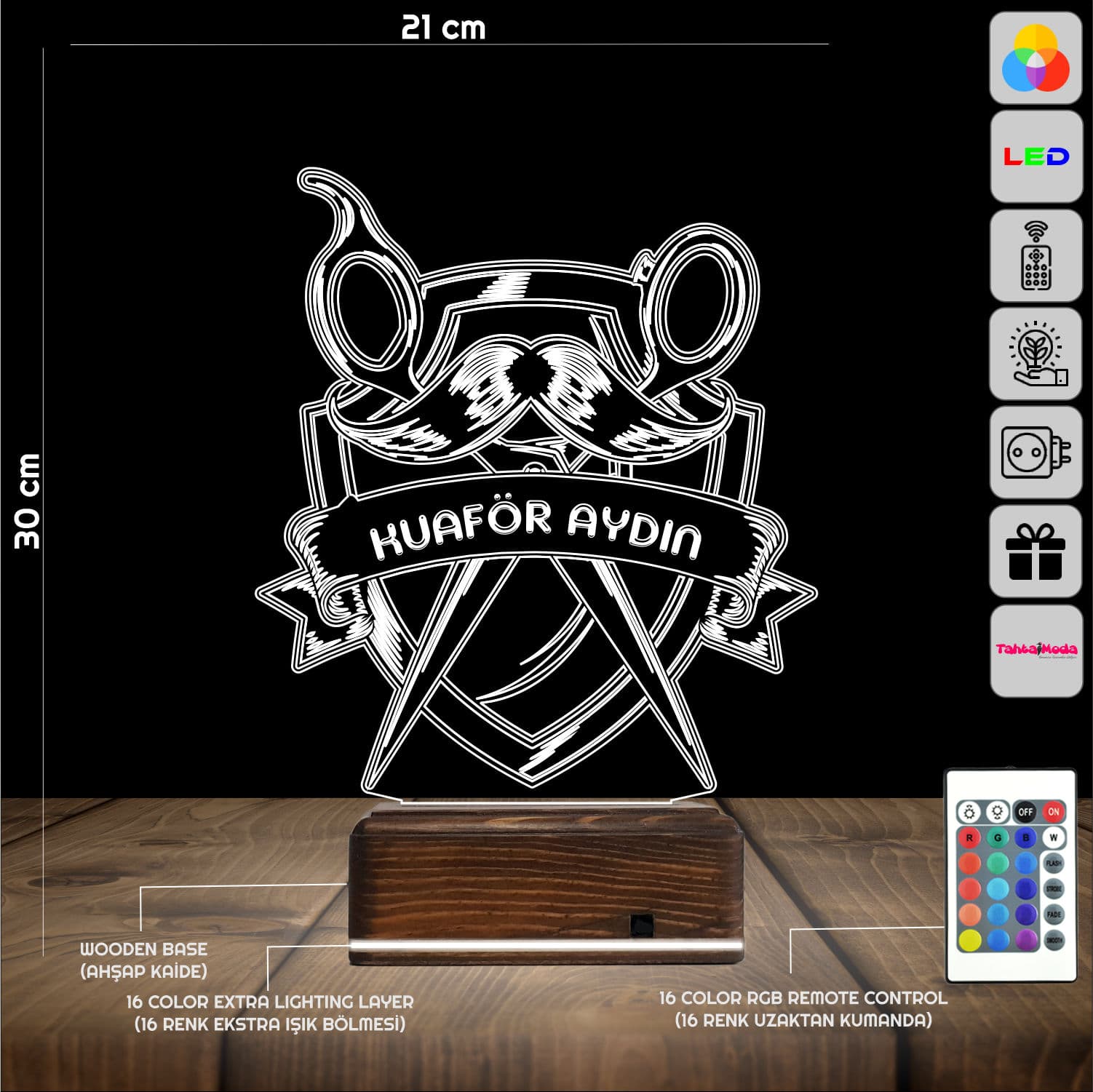 Парикмахер Барбер 3D Ночник Именной 2