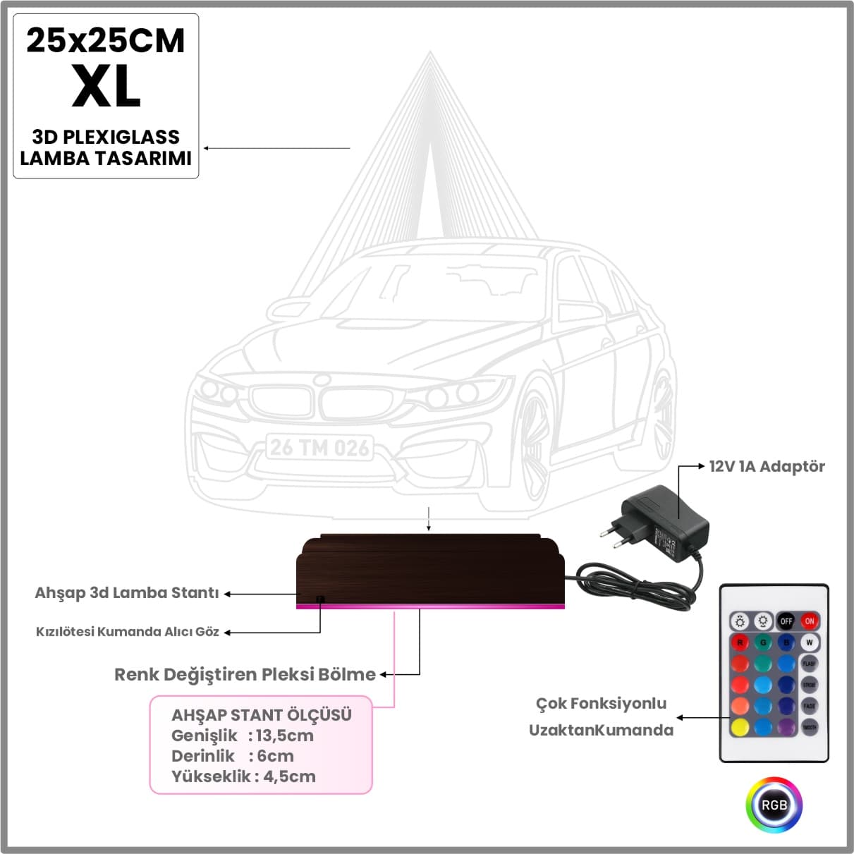 BMW — 3D LED Ночник | Подарок мужчине или автолюбителю 8