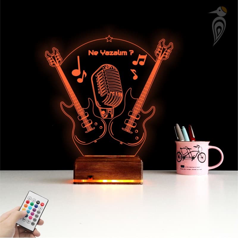 Музыка и Гитара — 3D LED Ночник | Подарок меломану 9