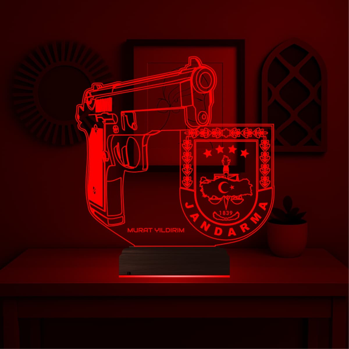 Пистолет и эмблема Жандармерии — 3D LED Ночник | Подарок мужчине 6