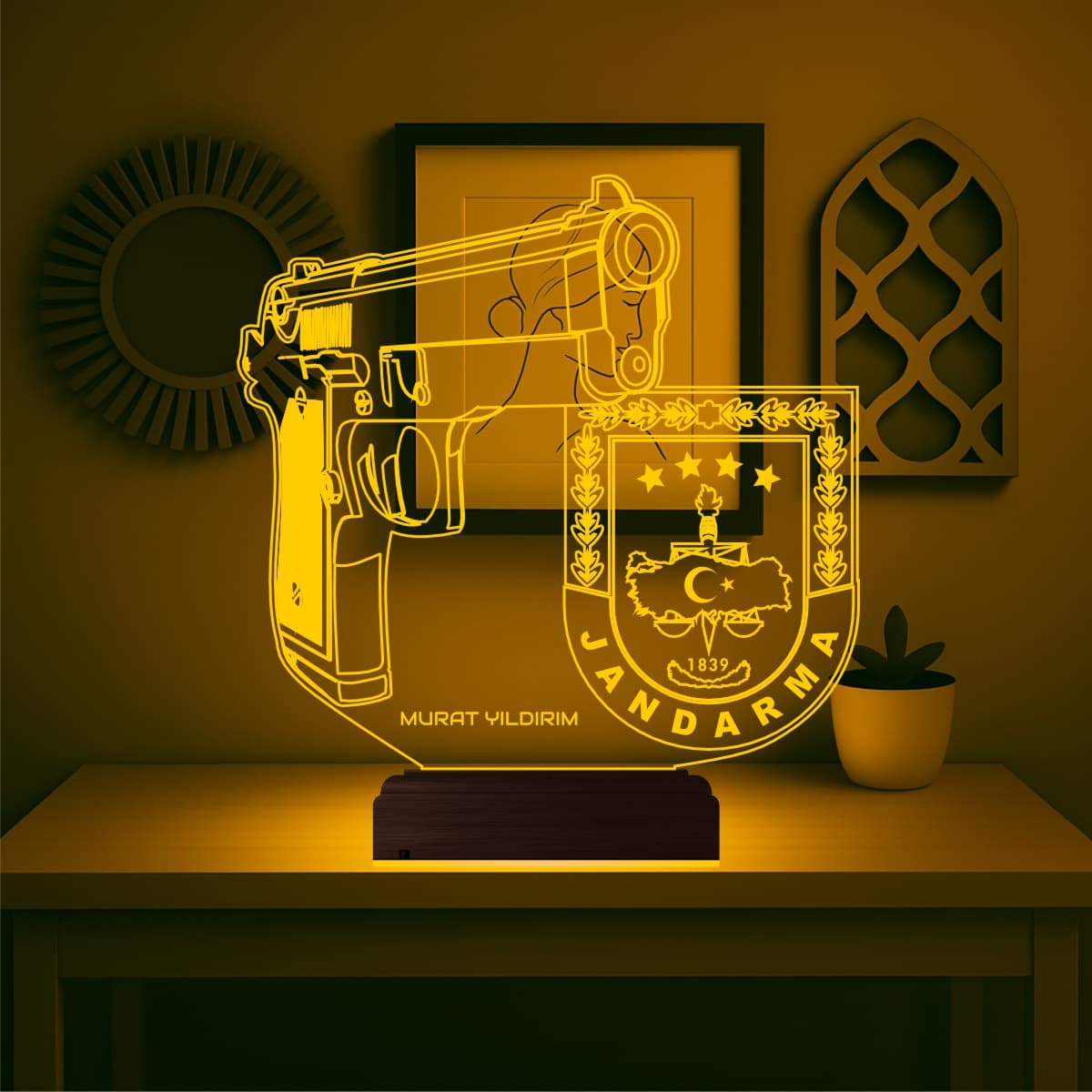 Пистолет и эмблема Жандармерии — 3D LED Ночник | Подарок мужчине 7