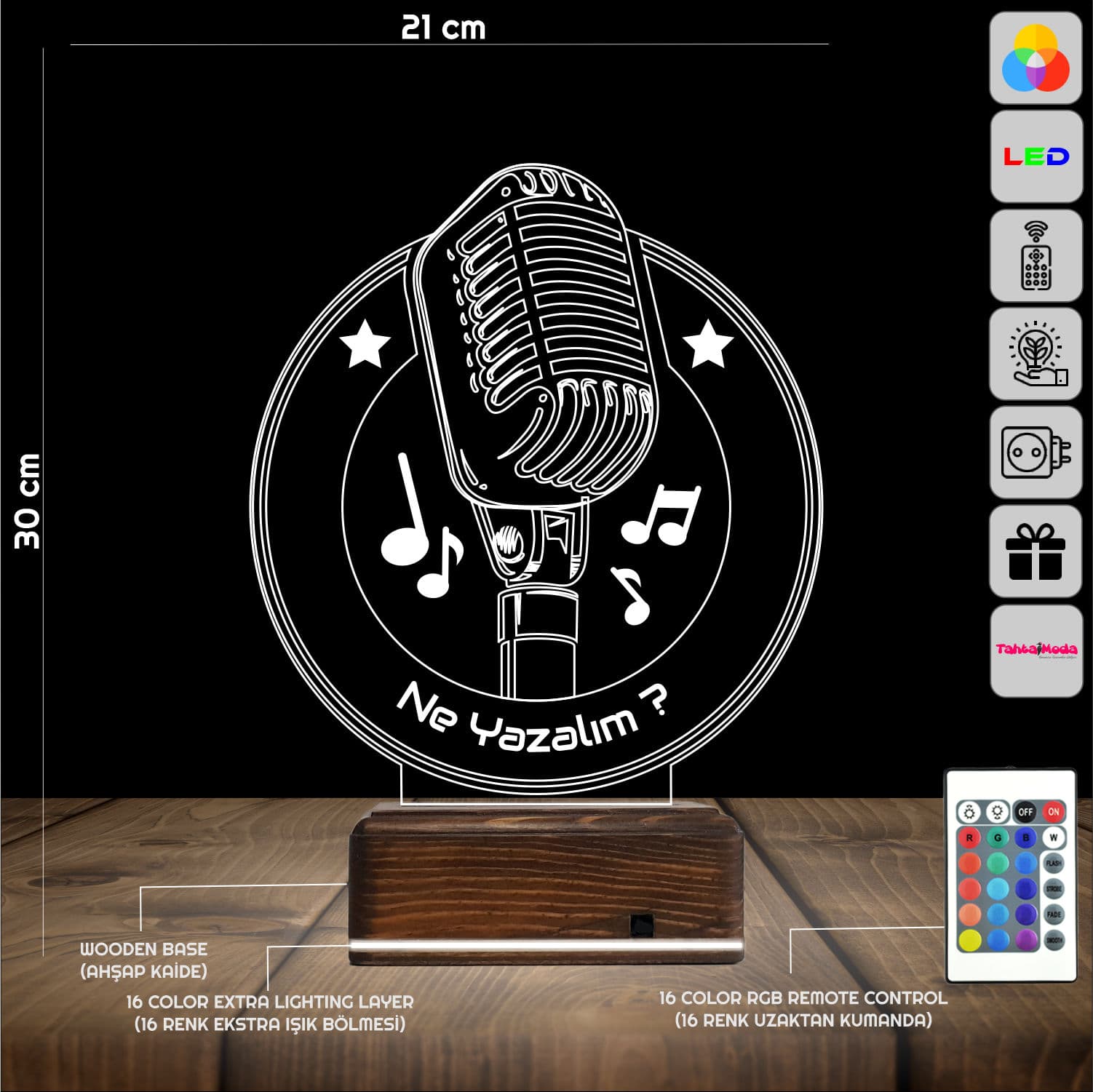 Микрофон — 3D LED Ночник | Подарок музыканту 2