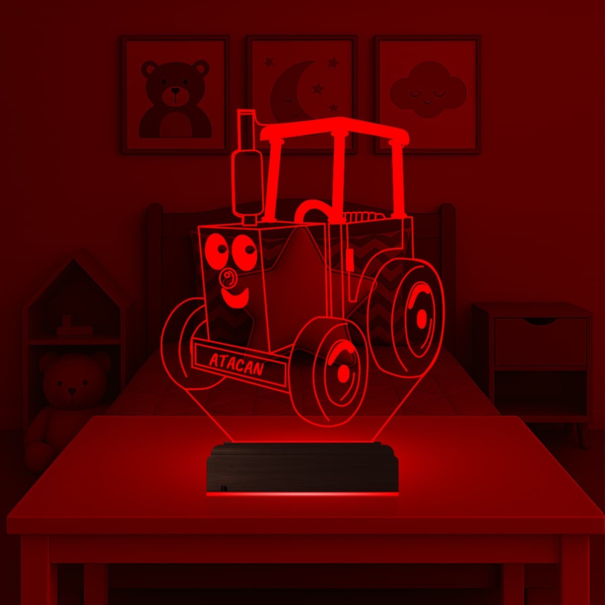 Трактор с именем — 3D LED Ночник | Подарок ребёнку 4