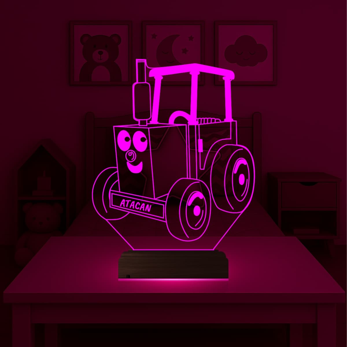 Трактор с именем — 3D LED Ночник | Подарок ребёнку 6