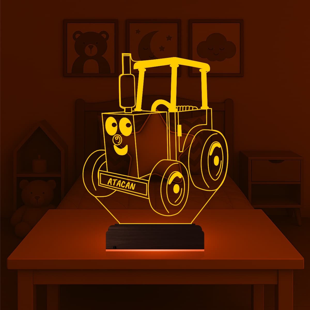 Трактор с именем — 3D LED Ночник | Подарок ребёнку 7