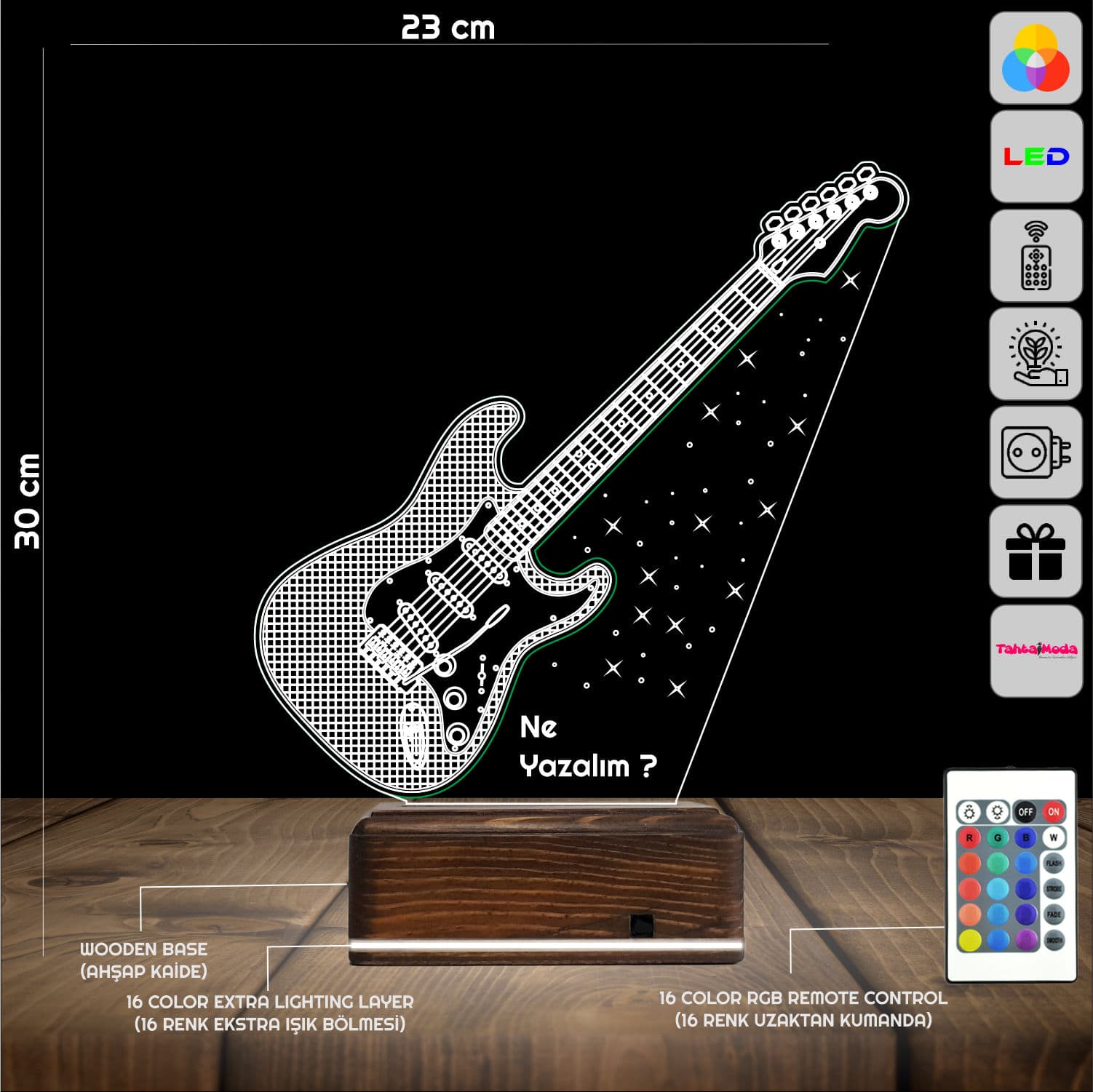 Электрогитара — 3D LED Ночник | Именной подарок музыканту 2