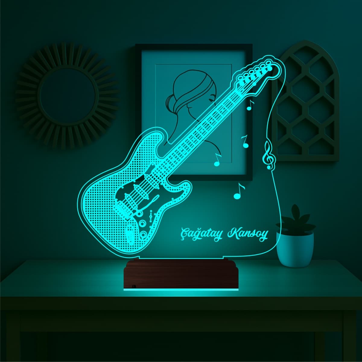 Электрогитара — 3D LED Ночник | Именной подарок музыканту 3