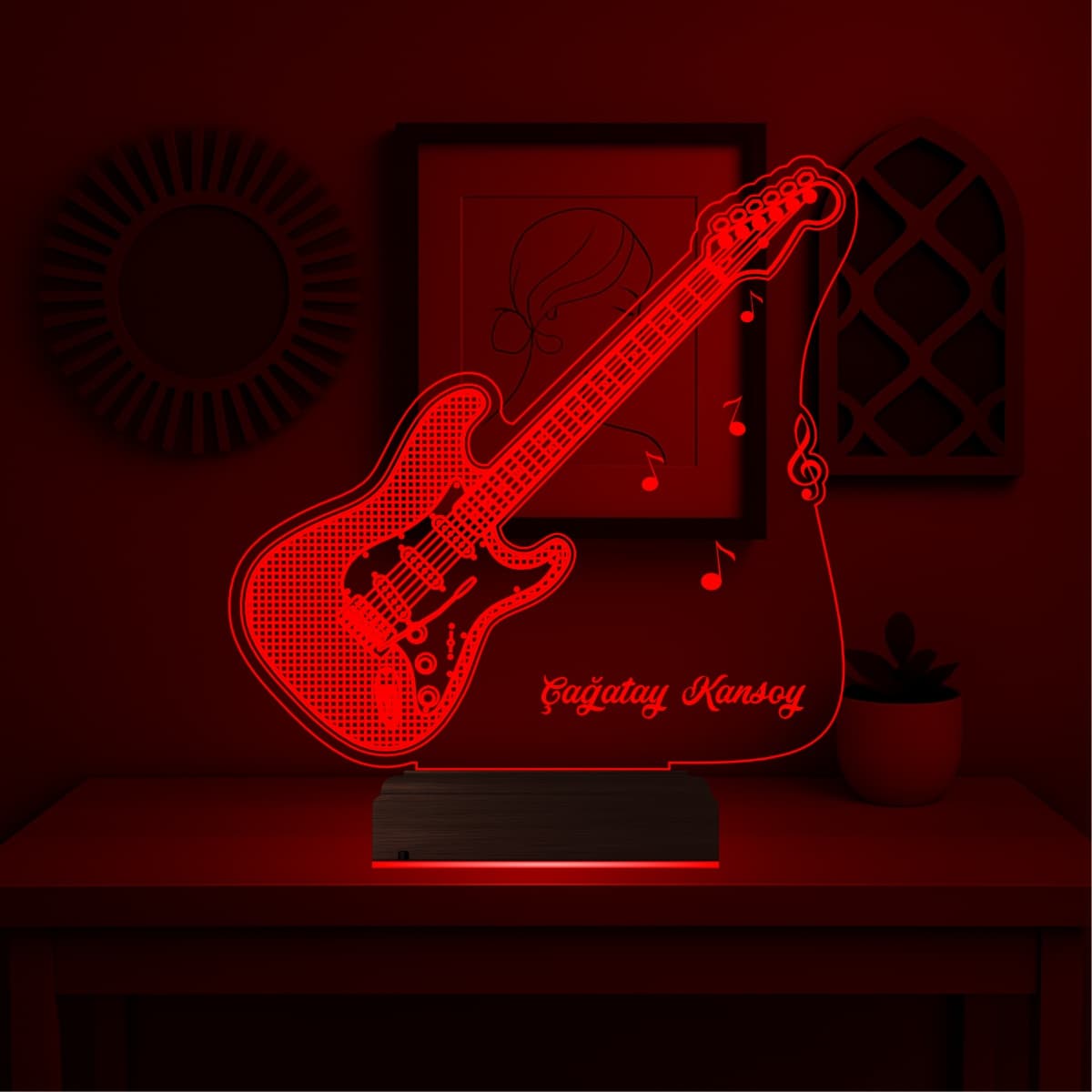 Электрогитара — 3D LED Ночник | Именной подарок музыканту 6
