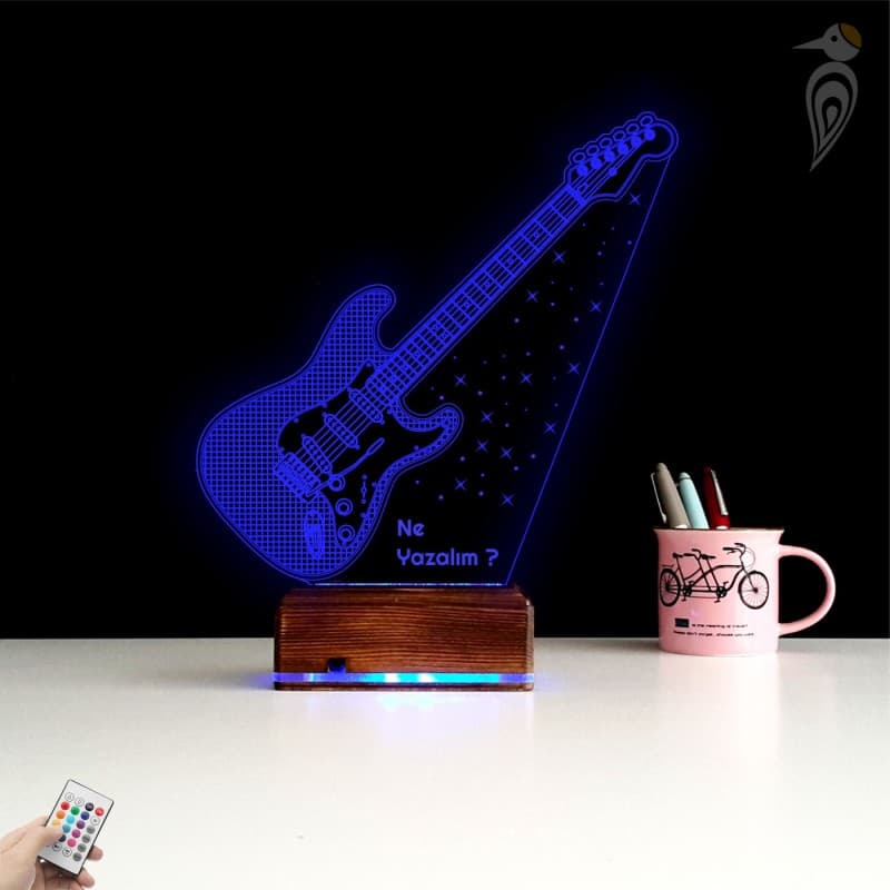 Электрогитара — 3D LED Ночник | Именной подарок музыканту 9