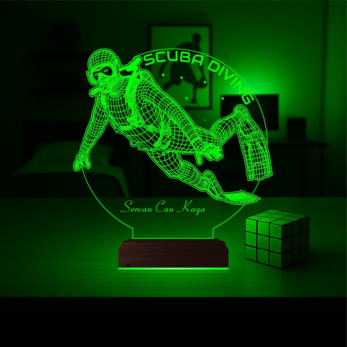 Дайвер — 3D LED Ночник | Подарок с именем мужчине 5