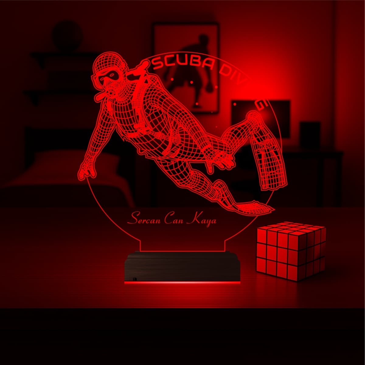 Дайвер — 3D LED Ночник | Подарок с именем мужчине 6